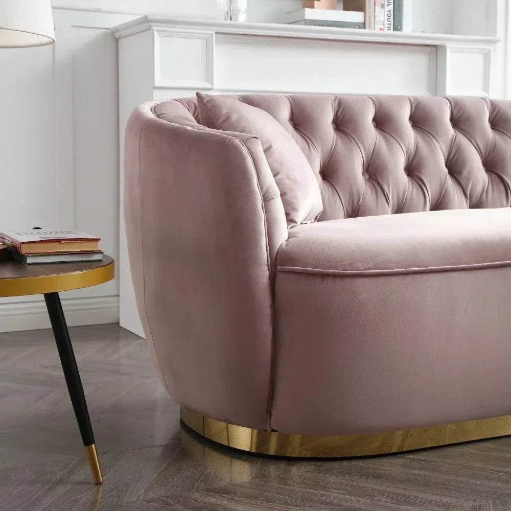 Rolex Chesterfield Suede Tufted Sofa Set - Oak Inside