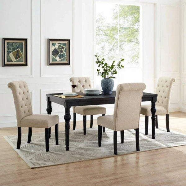 Mozo Luxury 4 Seater Round Dining Table in Beige - Oak Inside