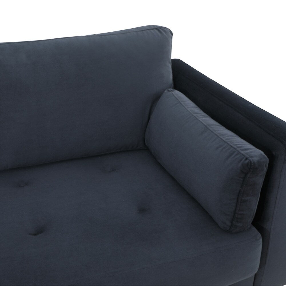 Volly One Couch Mid-century Sectional Sofa in Black - Oak Inside