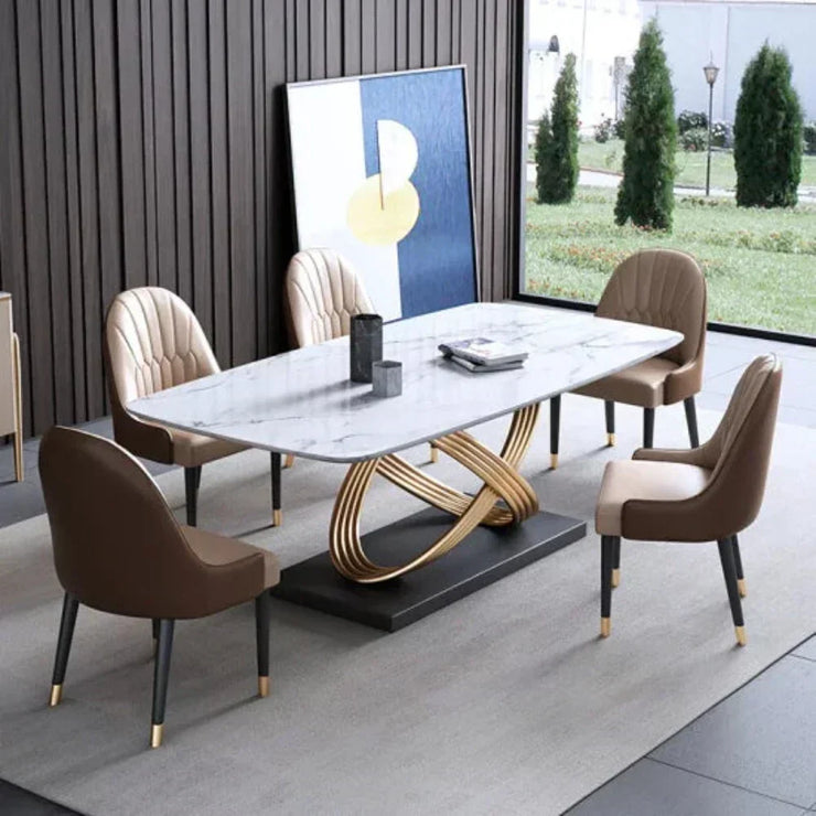 Inox Luxury 6 Seaterk Dining Table in Brown - Teak Inside