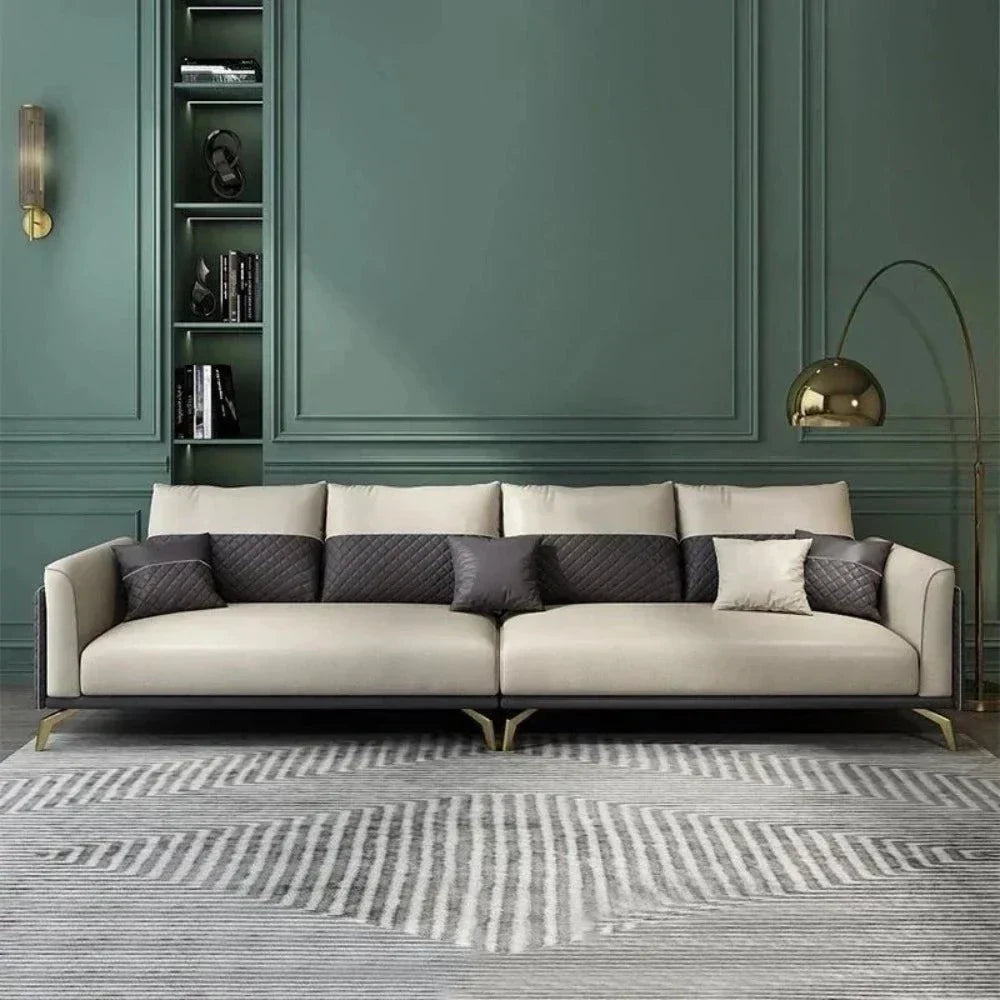 Mono Luxury Modern Suede Sofa Sets In Leatherette - Oak Inside
