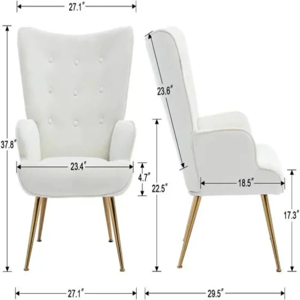 Kitty Button-Tufted Wingback Chair - Oak Inside