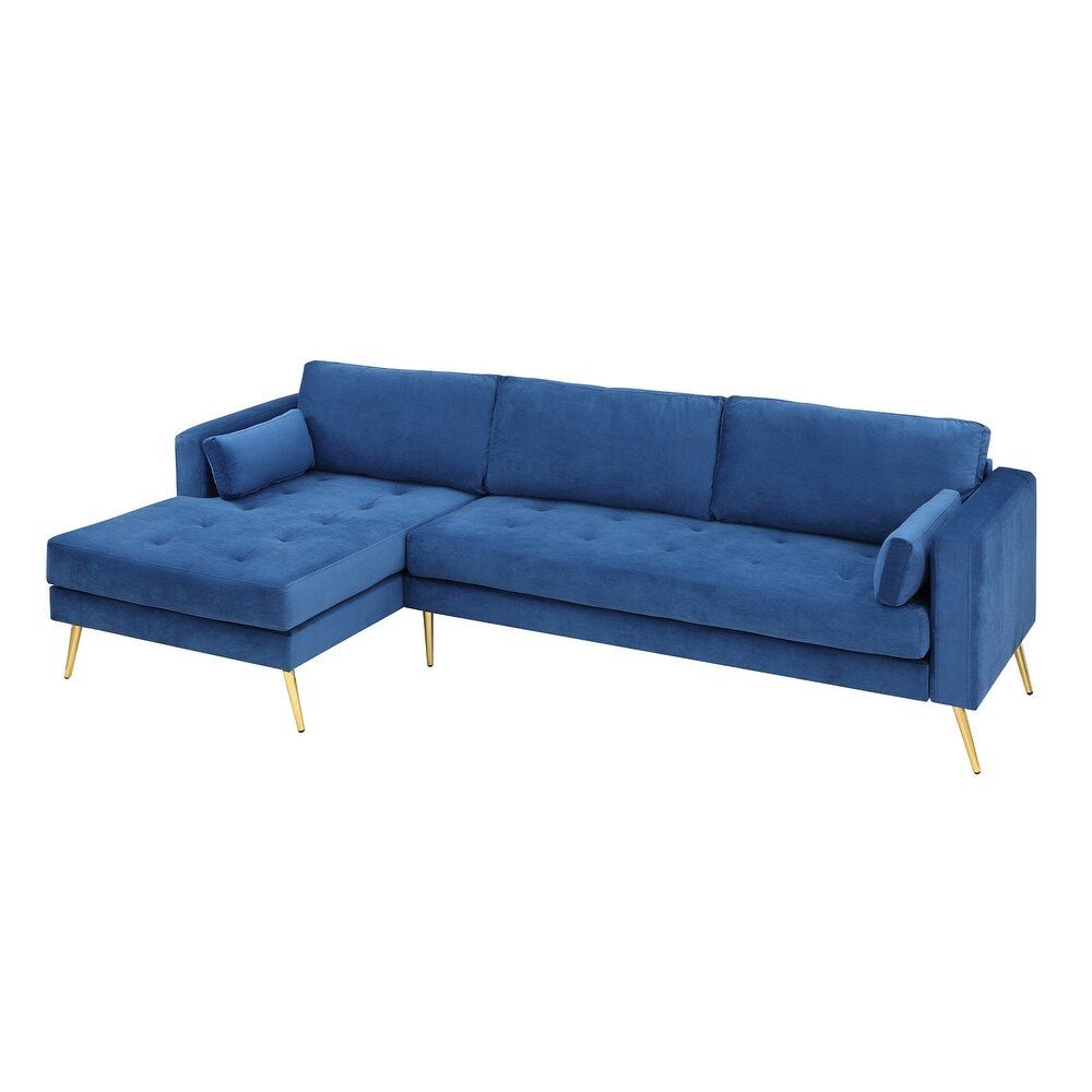 Volly High Back Couch Mid-century Suede SS Legs Chaise Sofa - Oak Inside