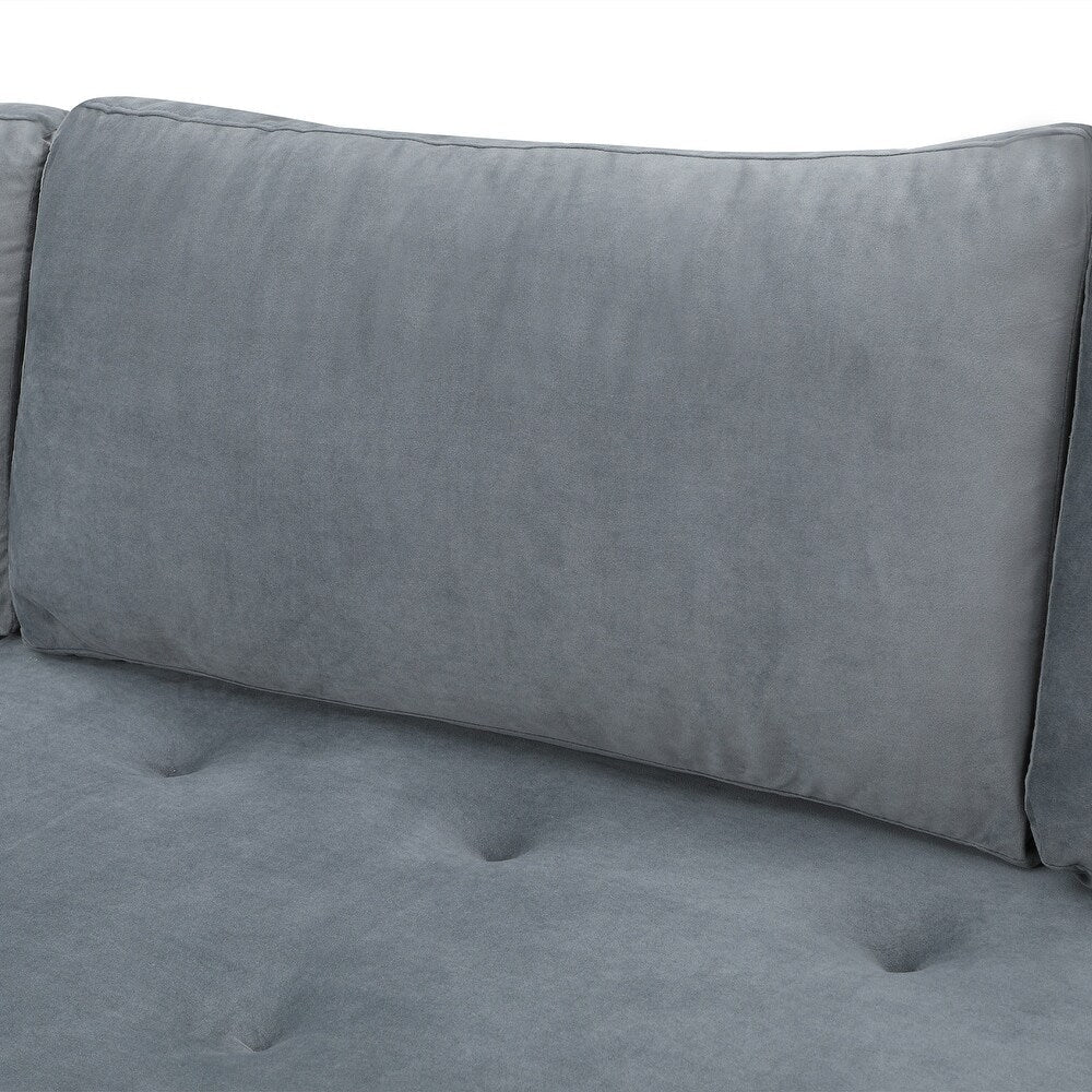 Volly High Back Couch Mid-century Suede SS Legs Chaise Sofa - Oak Inside