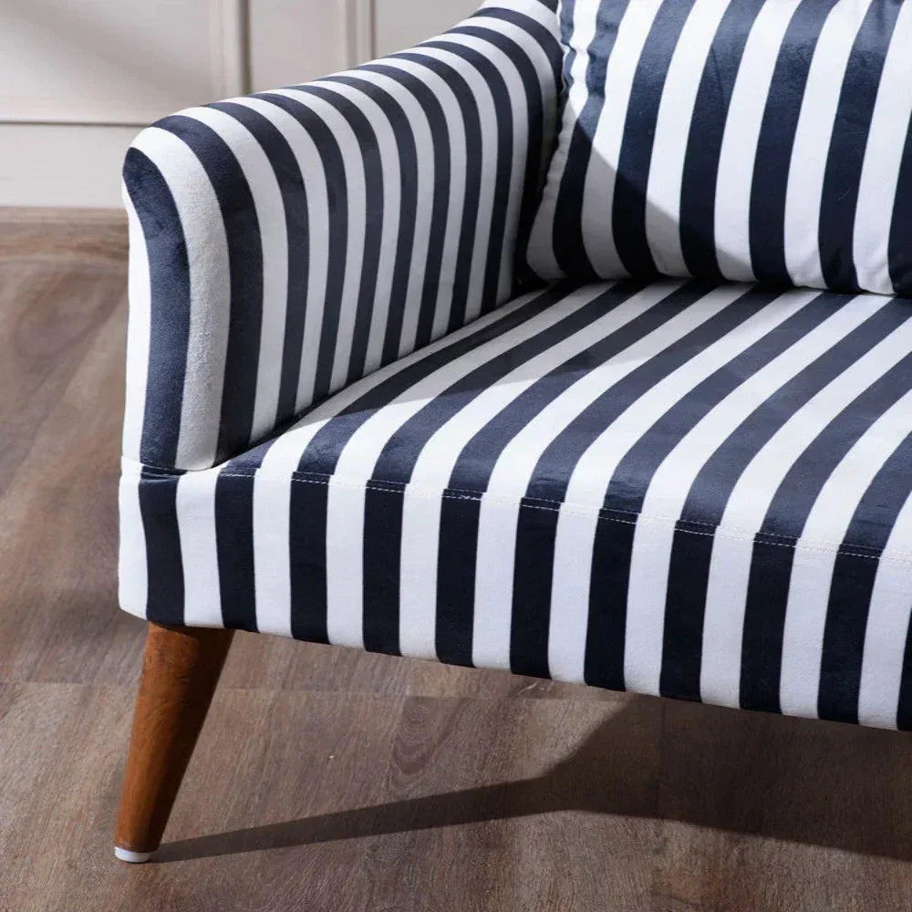 Zebra Wingback Chair With Ottoman - Oak Inside