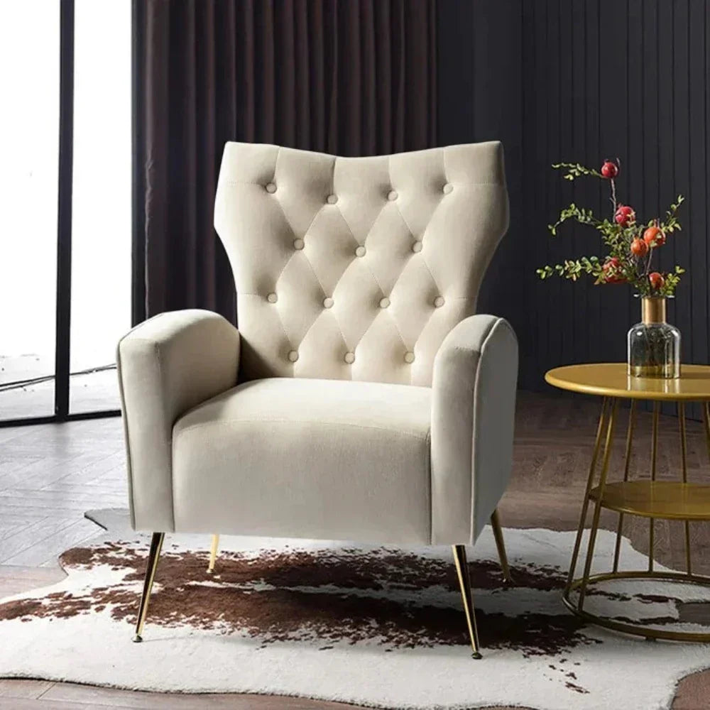 Jacky Chesterfield Chair in Suede - Oak Inside