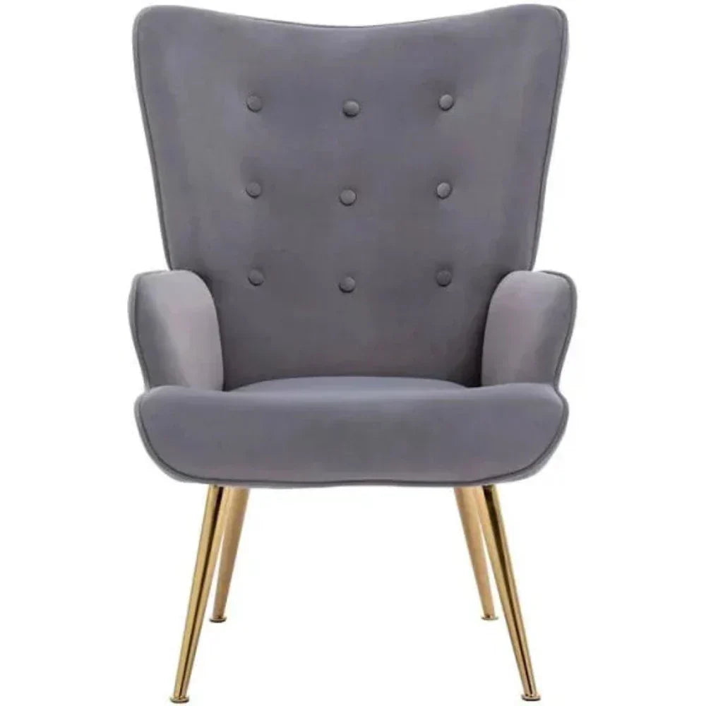 Kitty Button-Tufted Wingback Chair - Oak Inside