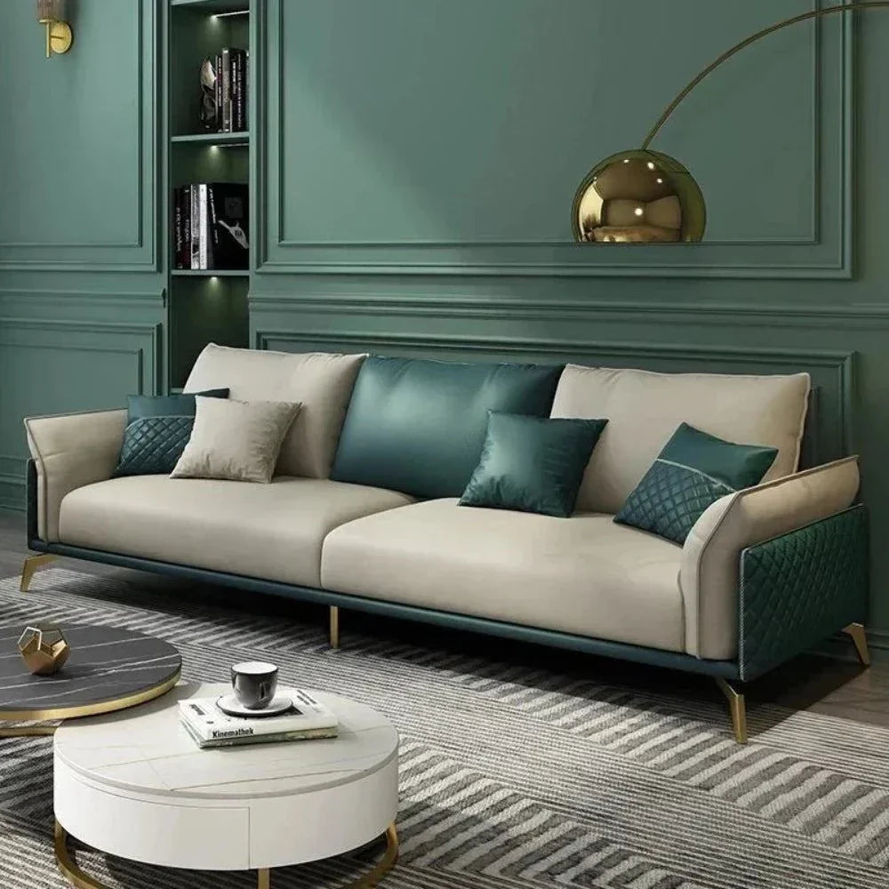 Mono Luxury Modern Suede Sofa Sets In Leatherette - Oak Inside