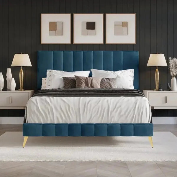 Bravo Luxury Upholstered Bed Without Storage in Suede