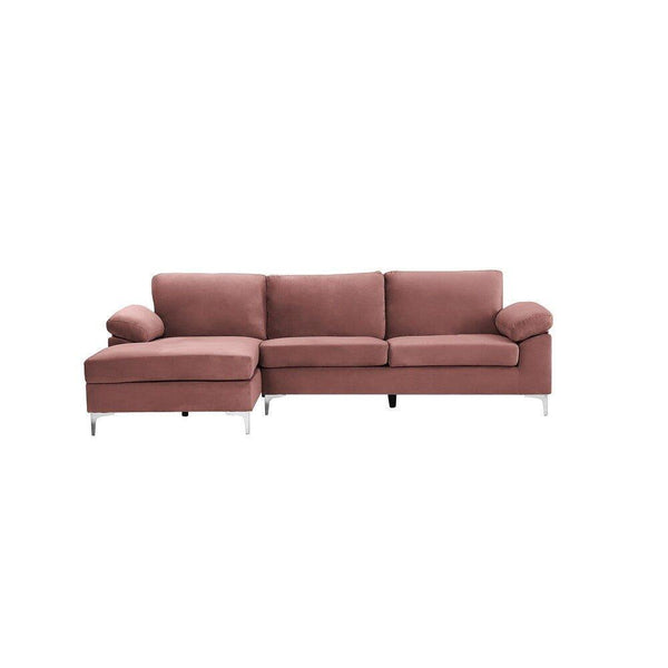 Inox Modern Suede Sectional Sofa - Oak Inside