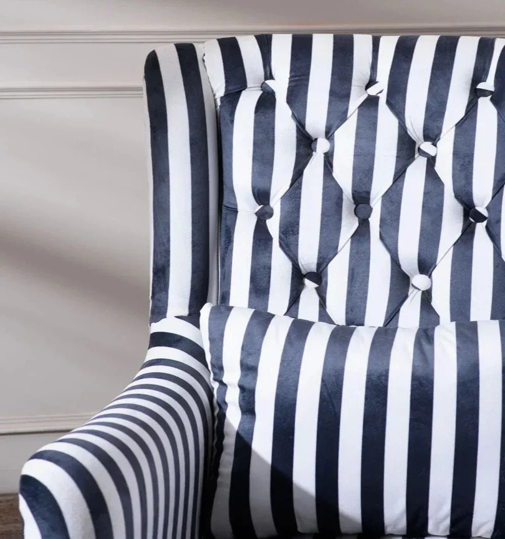 Zebra Wingback Chair With Ottoman - Oak Inside