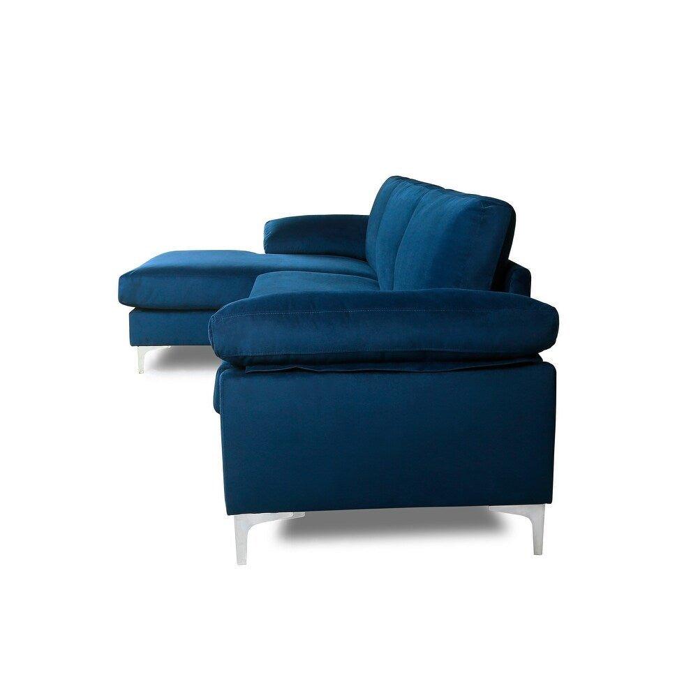 Inox Modern Suede Sectional Sofa - Oak Inside