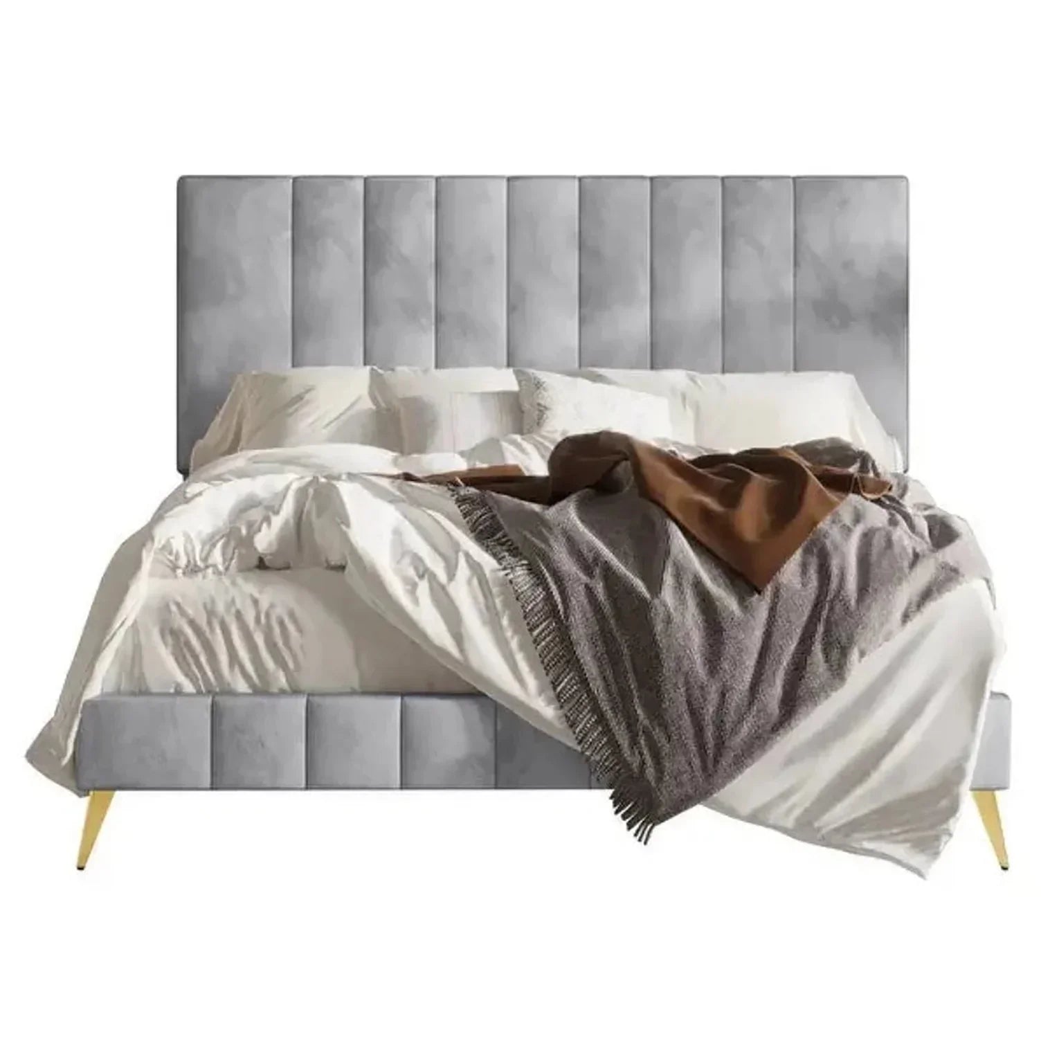 Bravo Luxury Upholstered Bed Without Storage in Suede