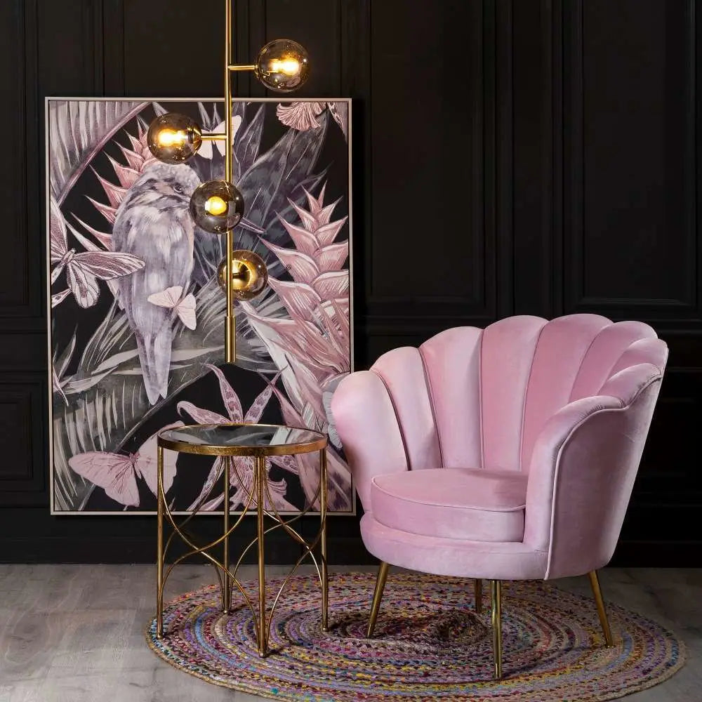 Butterfly Accent Chair in Pink Color - Oak Inside
