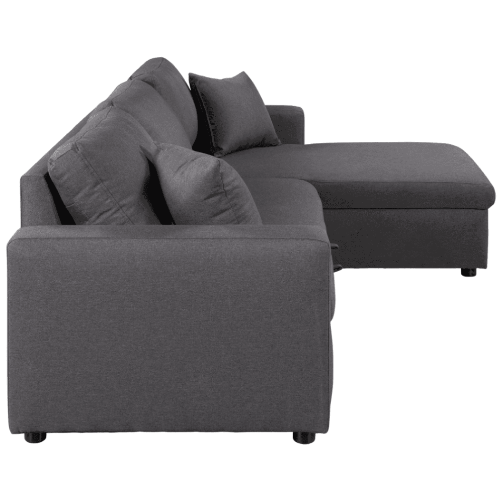 Glossy L-Shaped Sectional Storage Sofa Cum Bed - Oak Inside