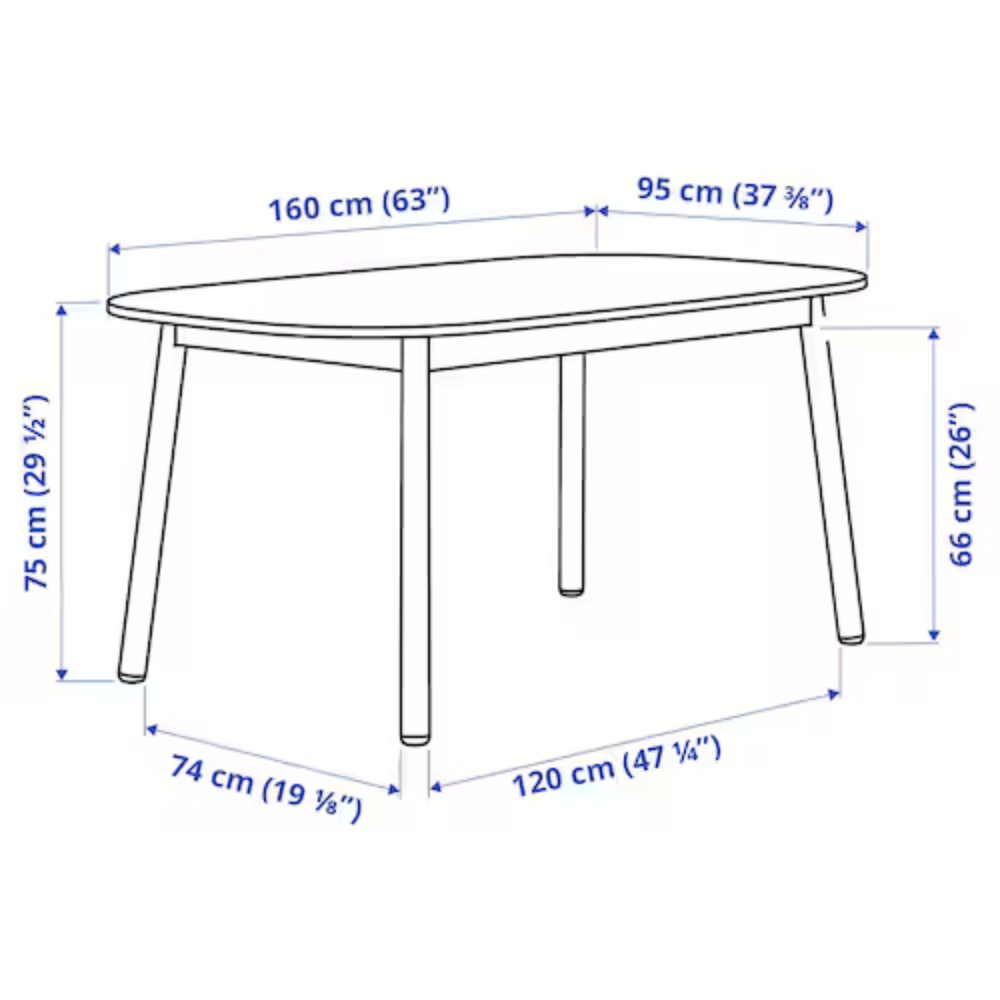 Lexus Luxury 6 Seater Dining Table in Blue - Oak Inside
